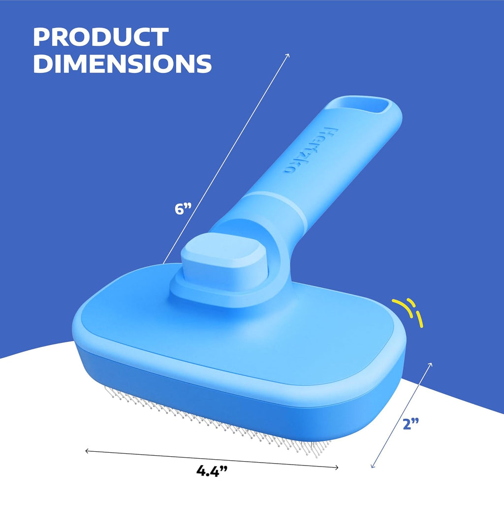 Self-Cleaning Slicker Brush for Cats and Dogs – Professional Grooming Tool for Shedding Long and Short Hair – Retractable Bristles for Easy Cleaning – Gentle Detangling – Blue