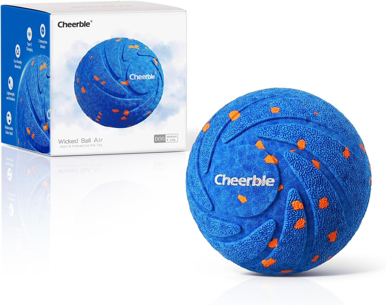 Smart Interactive Dog Toy - Wicked Ball AIR, Automatic Moving and Rotating Ball, E-TPU Material, IPX7 Waterproof, Ideal for Puppies and Medium to Large Dogs