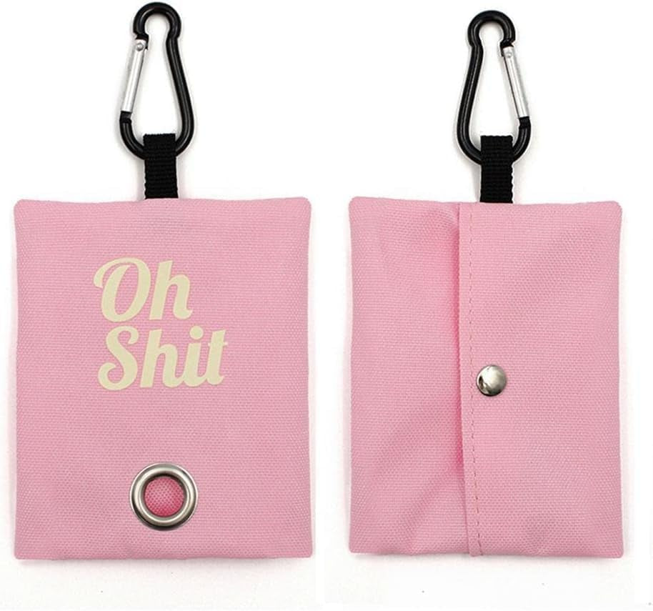 Portable Pink Dog Waste Bag Holder - Canvas Dispenser for Outdoor Pet Waste Management