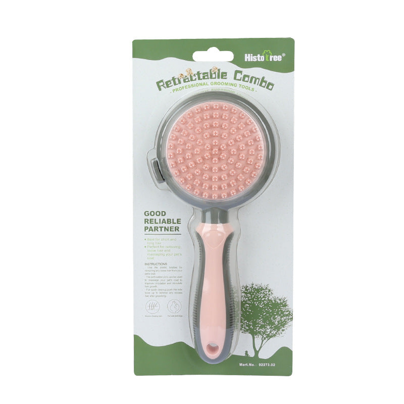 Self-Cleaning Double-Sided Slicker Brush for Pet Hair Removal and Massage for Cats