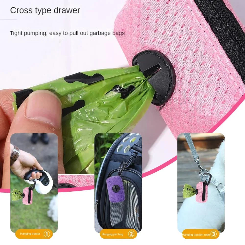 EZLIFE Mesh Dog Poop Bag Holder - Hangable Pet Waste Dispenser for Travel, Walking, and Hiking