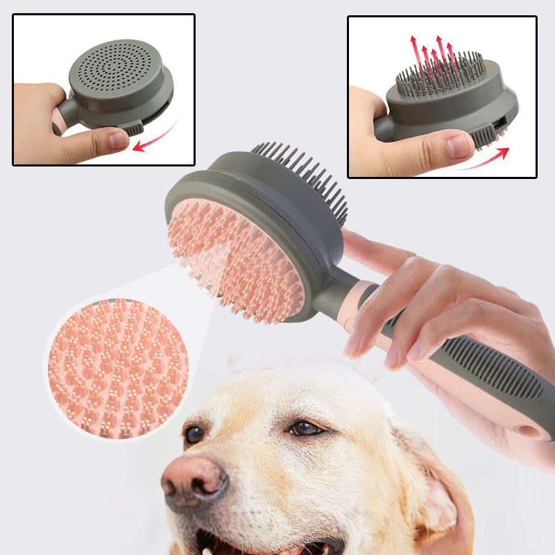 Self-Cleaning Double-Sided Slicker Brush for Pet Hair Removal and Massage for Cats