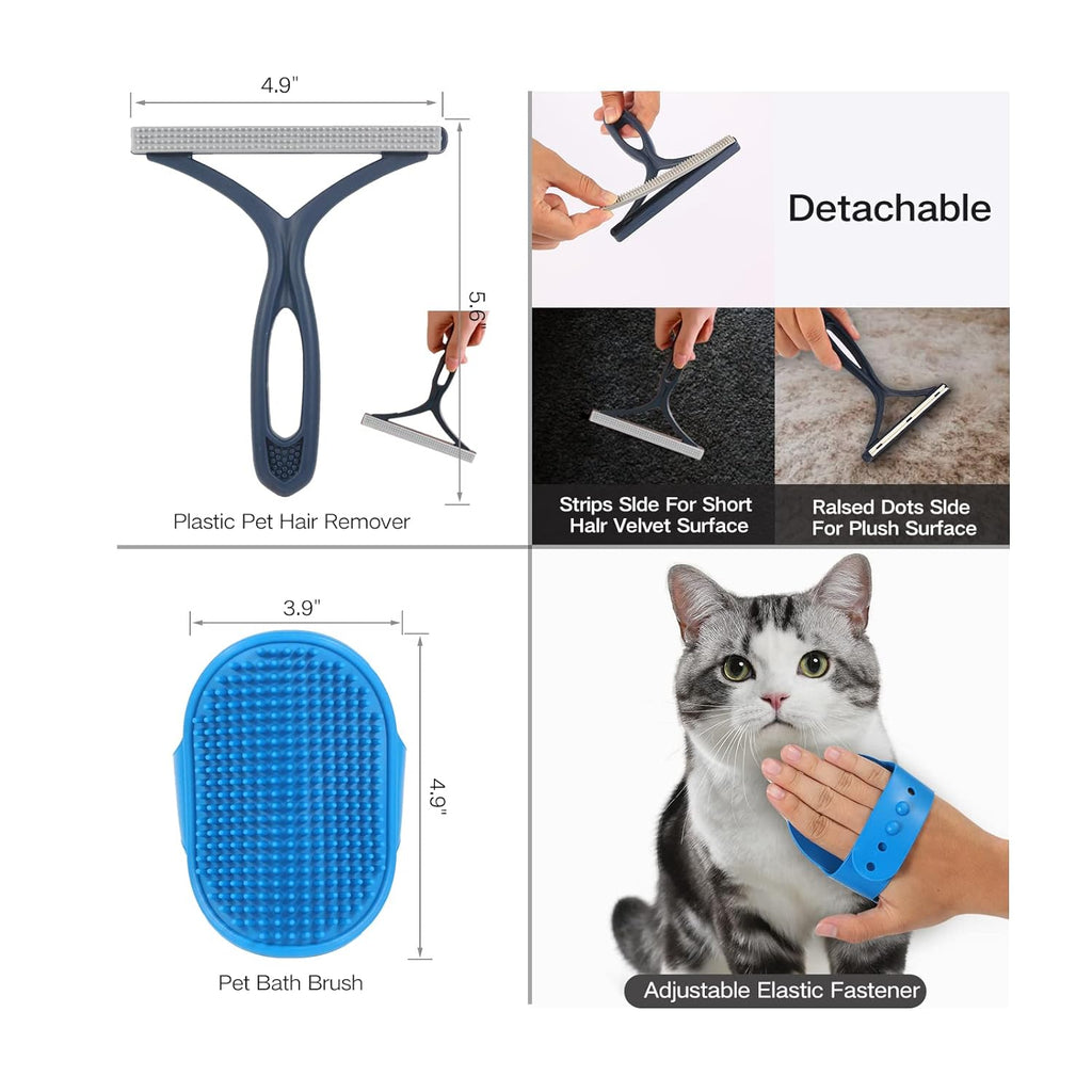 7-in-1 Pet Deshedding Tool and Grooming Brush Set for Dogs | Includes Deshedding Brush, Flea Comb, Grooming Comb, and Hair Remover for Carpet and Bath