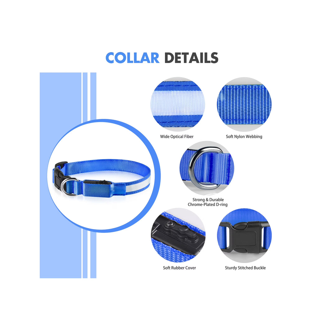 USB Rechargeable Waterproof LED Dog Collar - Adjustable Super Bright Safety Light for Enhanced Visibility