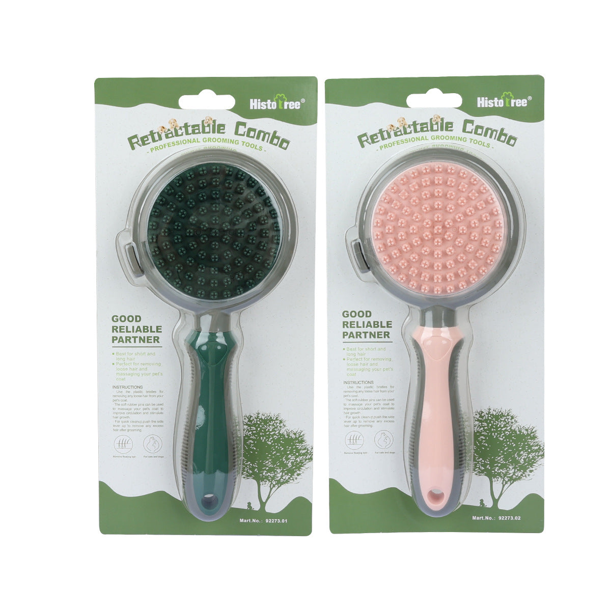Self-Cleaning Double-Sided Slicker Brush for Pet Hair Removal and Massage for Cats