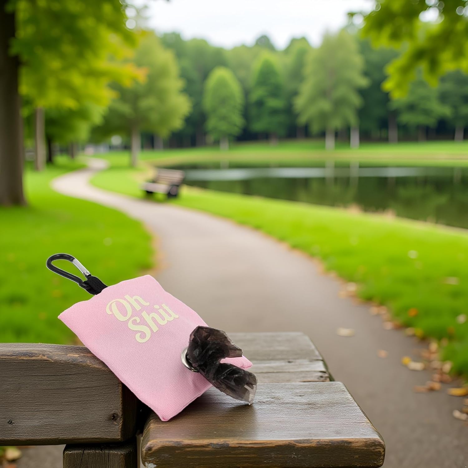 Portable Pink Dog Waste Bag Holder - Canvas Dispenser for Outdoor Pet Waste Management