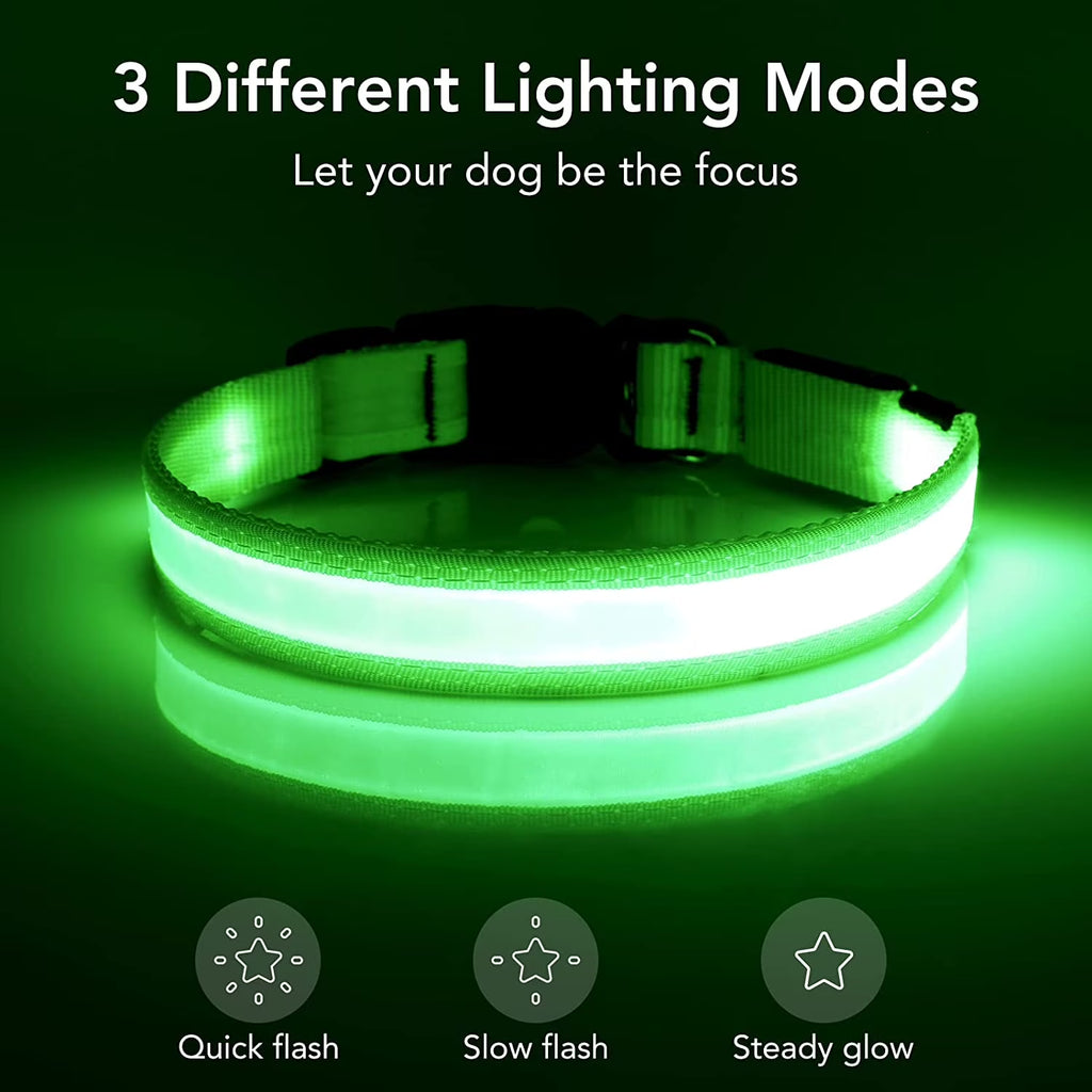 USB Rechargeable Waterproof LED Dog Collar - Adjustable Super Bright Safety Light for Enhanced Visibility