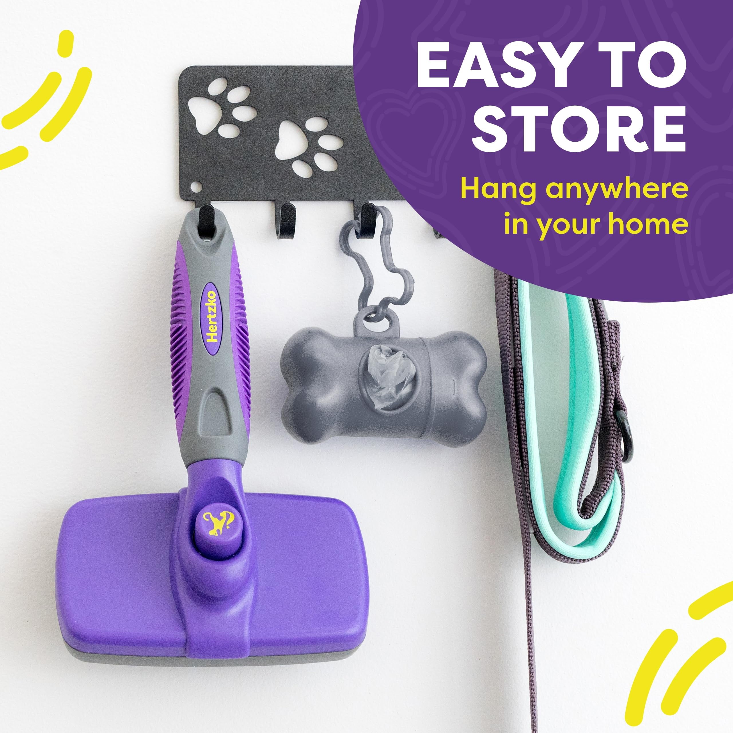 Self-Cleaning Slicker Brush for Dogs and Cats - Professional Grooming Tool for Shedding Long and Short Fur - Retractable Bristles for Easy Cleaning - Purple