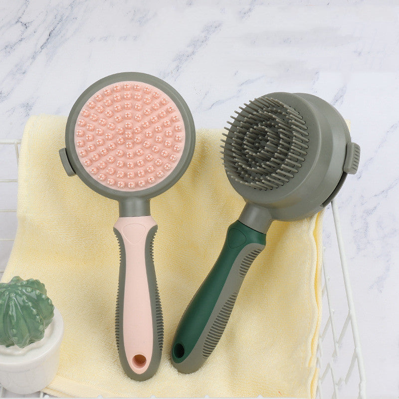Self-Cleaning Double-Sided Slicker Brush for Pet Hair Removal and Massage for Cats