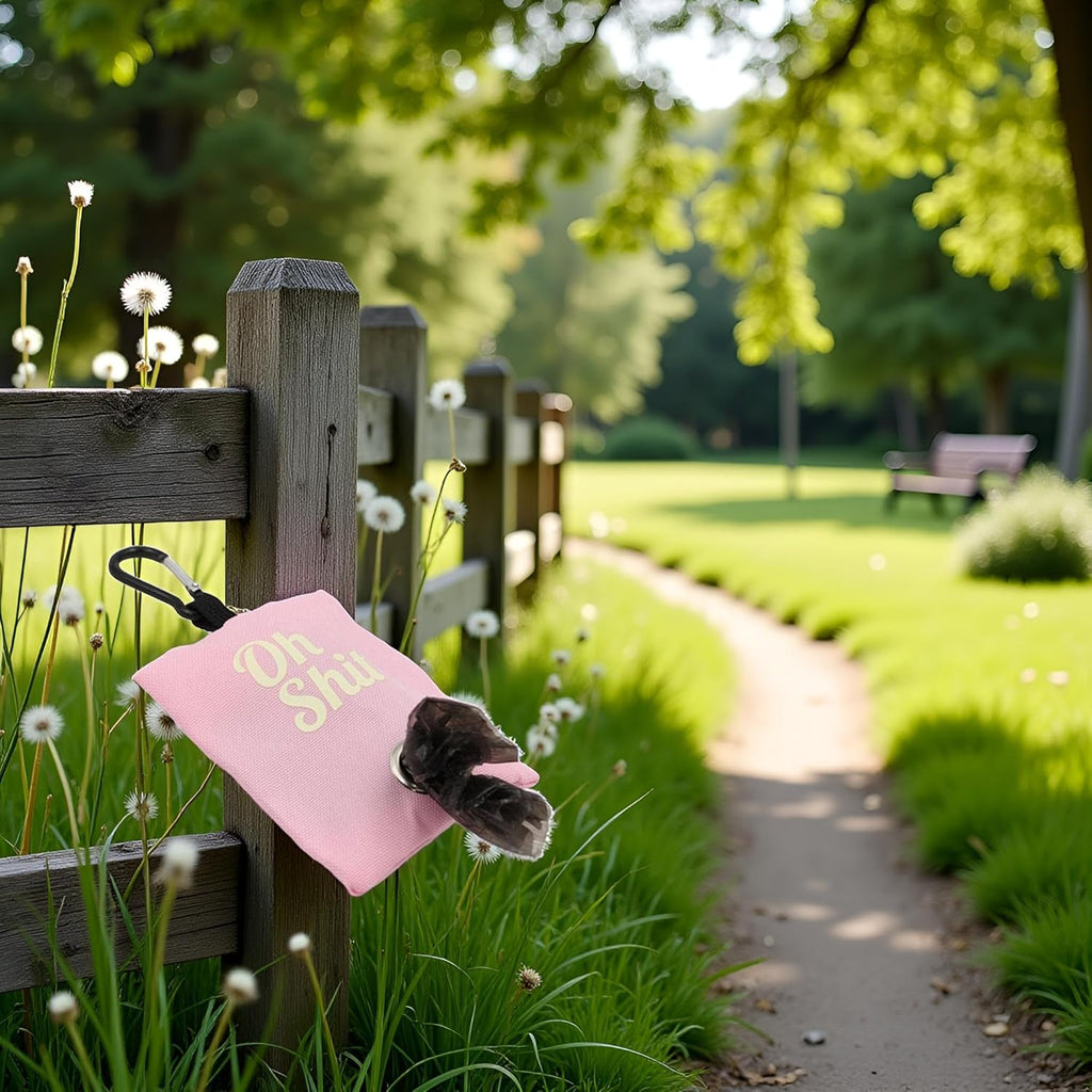 Portable Pink Dog Waste Bag Holder - Canvas Dispenser for Outdoor Pet Waste Management