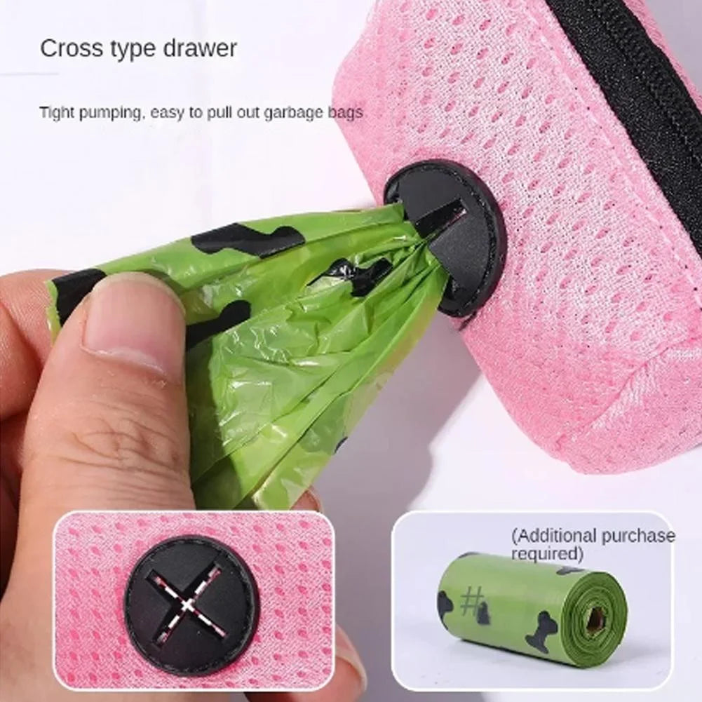 EZLIFE Mesh Dog Poop Bag Holder - Hangable Pet Waste Dispenser for Travel, Walking, and Hiking