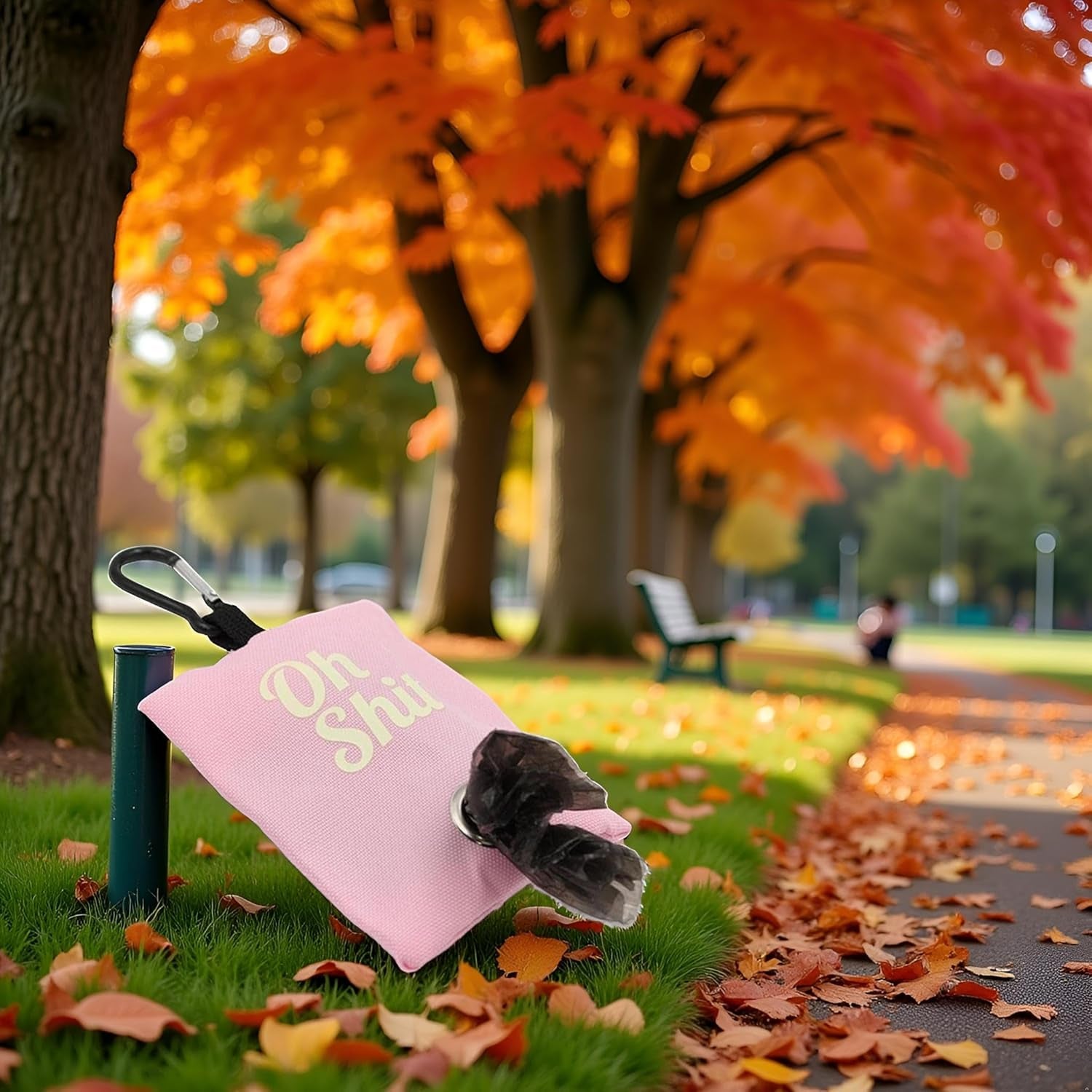 Portable Pink Dog Waste Bag Holder - Canvas Dispenser for Outdoor Pet Waste Management