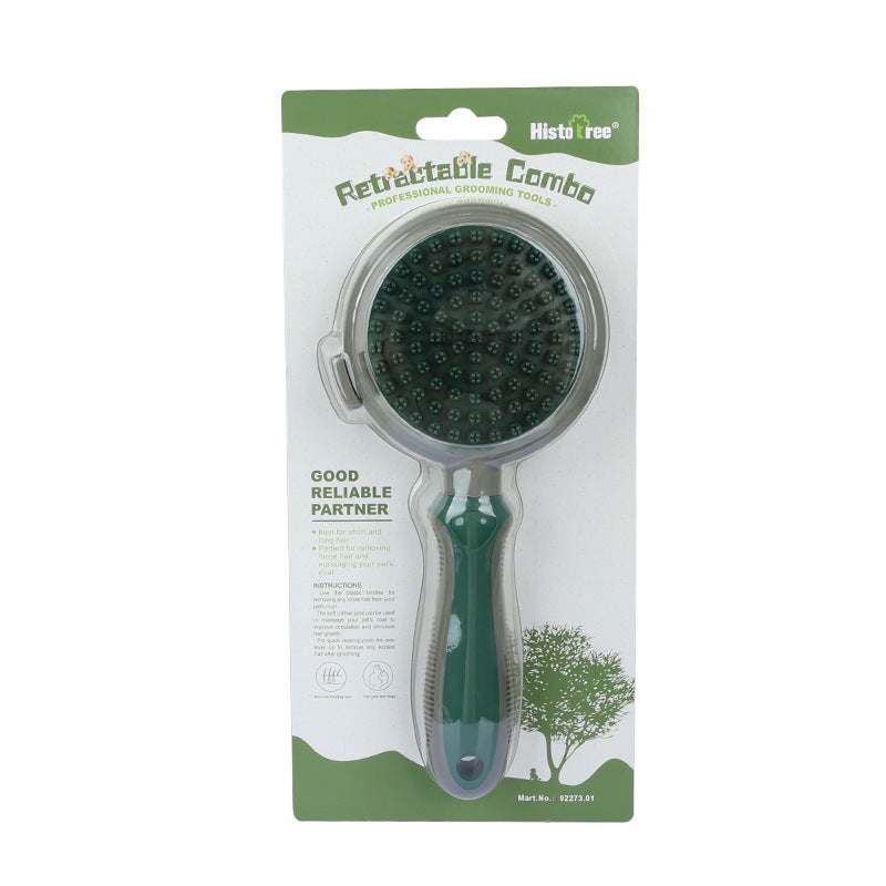 Self-Cleaning Double-Sided Slicker Brush for Pet Hair Removal and Massage for Cats