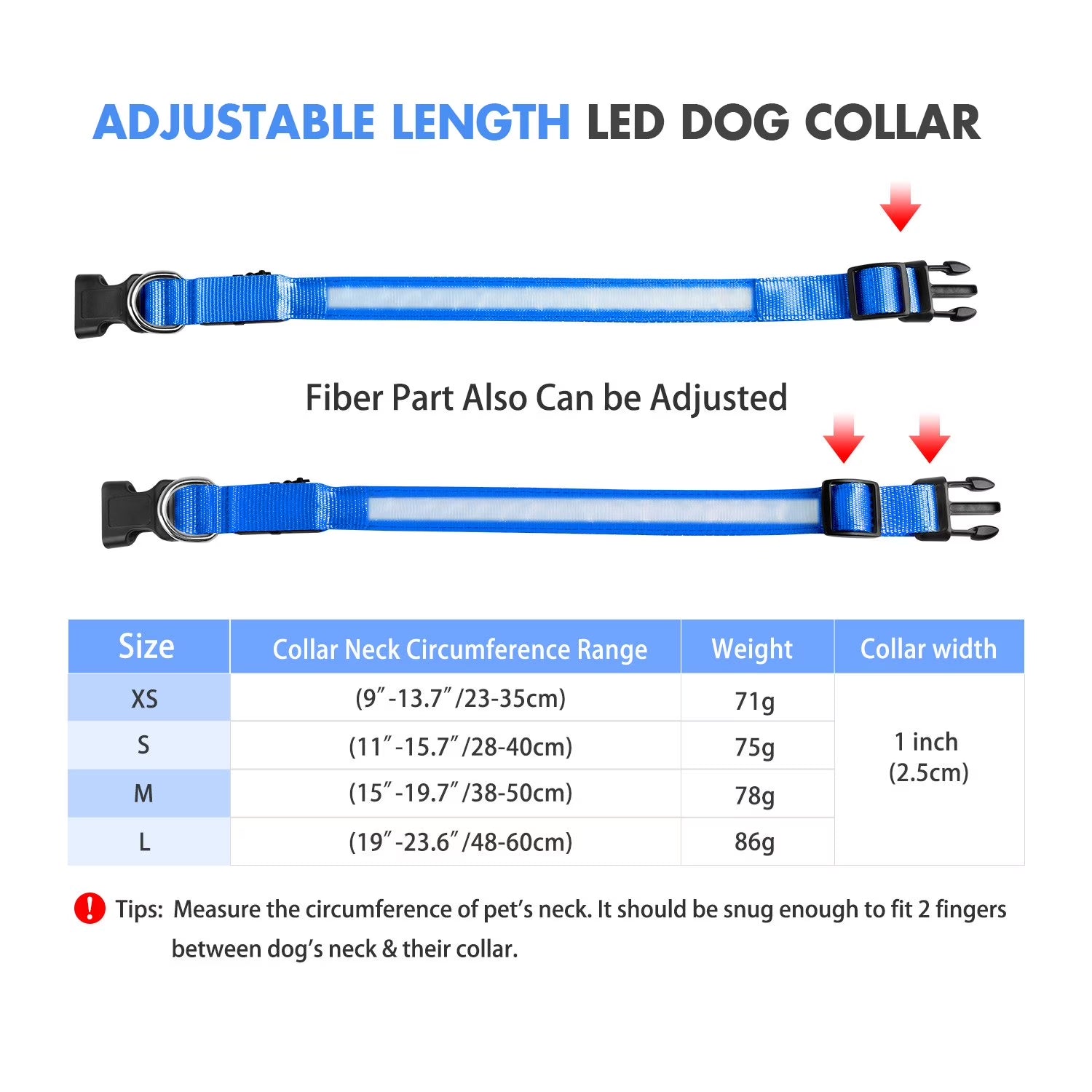 USB Rechargeable Waterproof LED Dog Collar - Adjustable Super Bright Safety Light for Enhanced Visibility