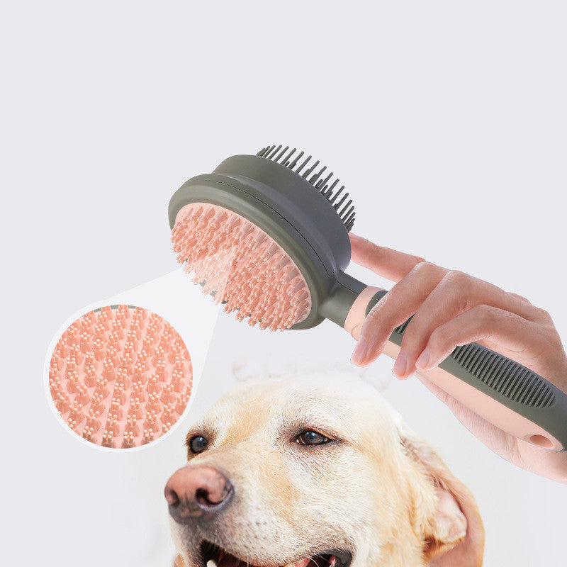 Self-Cleaning Double-Sided Slicker Brush for Pet Hair Removal and Massage for Cats