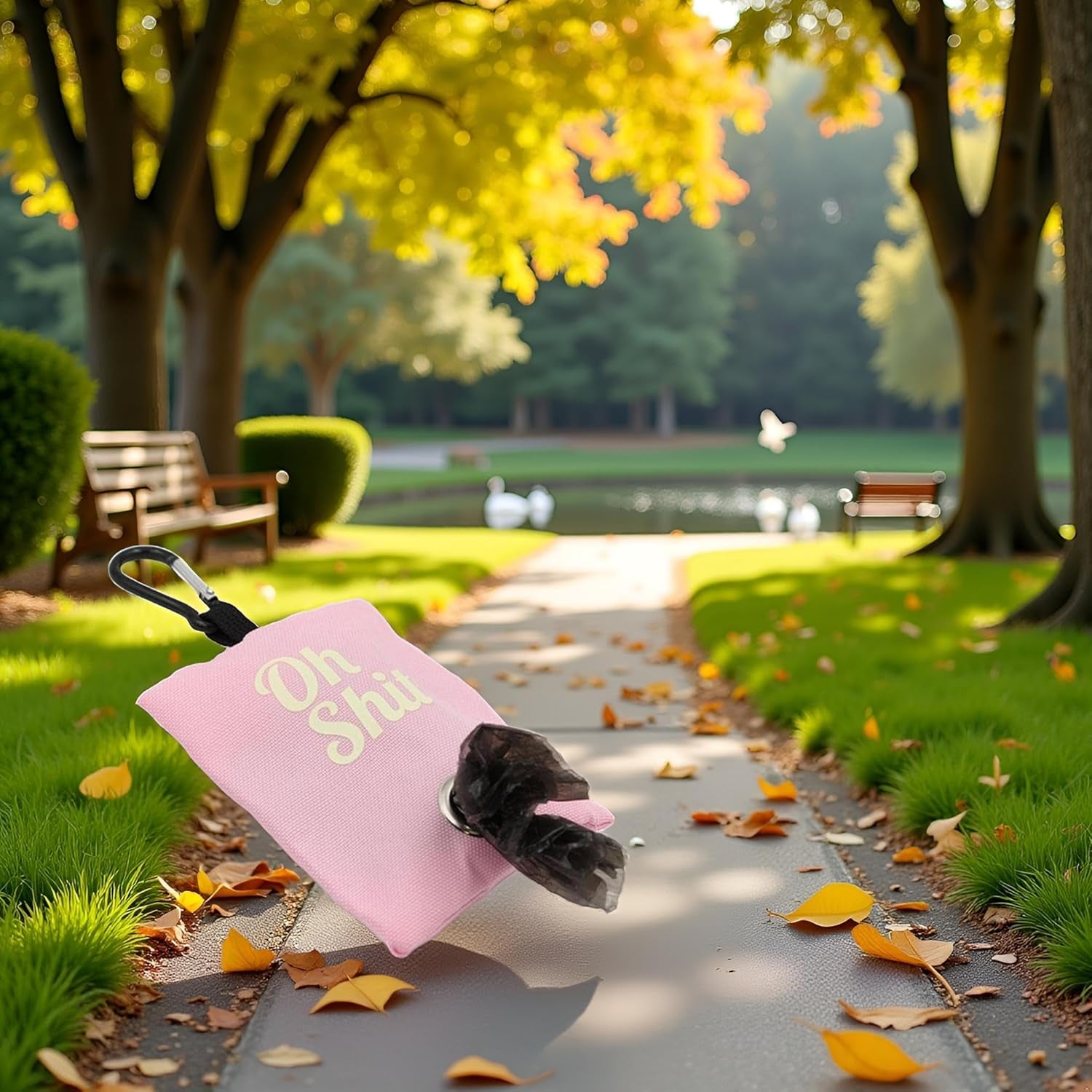 Portable Pink Dog Waste Bag Holder - Canvas Dispenser for Outdoor Pet Waste Management