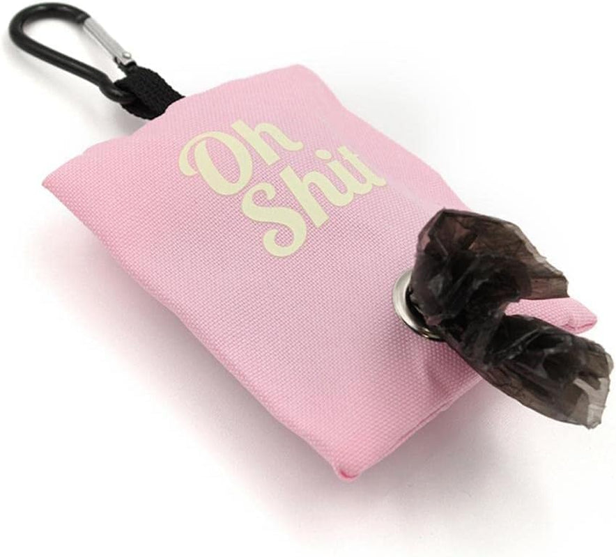 Portable Pink Dog Waste Bag Holder - Canvas Dispenser for Outdoor Pet Waste Management