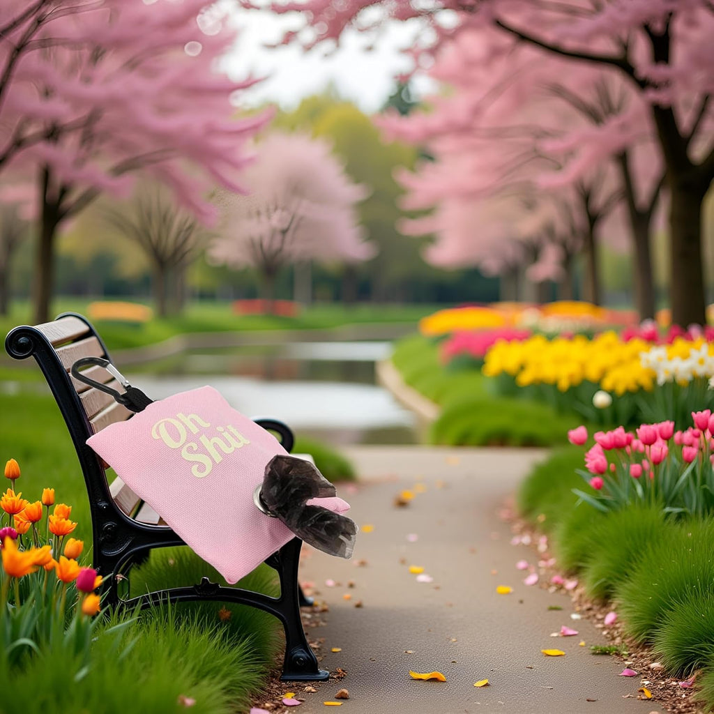 Portable Pink Dog Waste Bag Holder - Canvas Dispenser for Outdoor Pet Waste Management