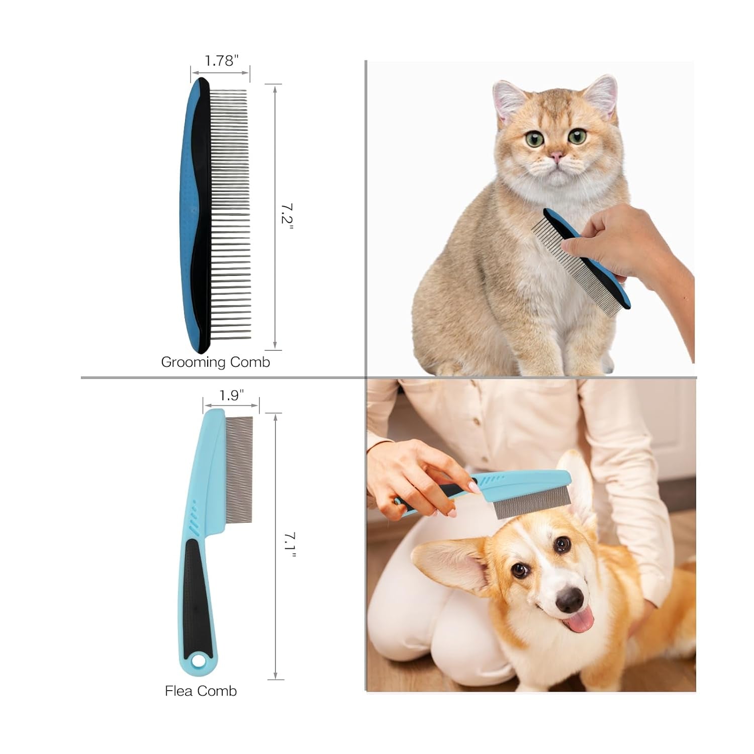 7-in-1 Pet Deshedding Tool and Grooming Brush Set for Dogs | Includes Deshedding Brush, Flea Comb, Grooming Comb, and Hair Remover for Carpet and Bath